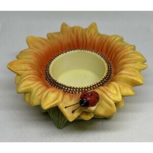 Partylite Sunflower Ladybug Porcelain Tea Light Candle Holder